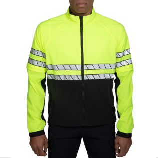 Hi-Vis Yellow Navy Blue Tech-Lite Bike Jacket 360 Blauer - Front