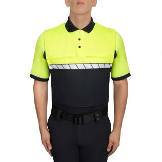 Hi-Vis Yellow Navy Blue Colorblock Armorskin Polo 8340 Blauer - Front
