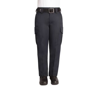 Dark Navy Women's Side Pocket Polyester Pants - 8655WT - Flat