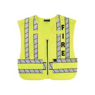 Hi-Vis Yellow Black 343F Zip-Front Breakaway Safety Vest - Fire Logo Blauer - Front