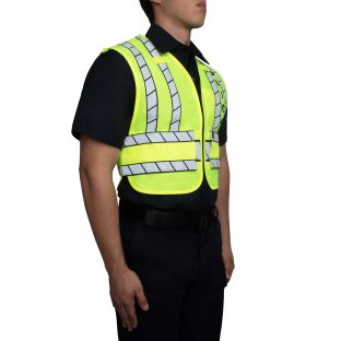 Hi-Vis Yellow Black 343P Zip-Front Breakaway Safety Vest - Police Logo Blauer - Front