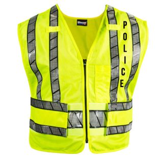 Hi-Vis Yellow Black Oralite Zip-Front Safety Vest - Police Logo 343R-P Blauer - Front