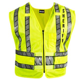 Hi-Vis Yellow Black 343R-S Oralite Zip-Front Safety Vest - Sheriff Logo Blauer - Front