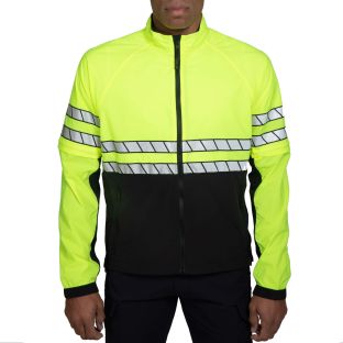 Hi-Vis Yellow Navy Blue Tech-Lite Bike Jacket 360 Blauer - Front