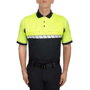 Hi-Vis Yellow Navy Blue Colorblock Armorskin Polo 8340 Blauer - Front