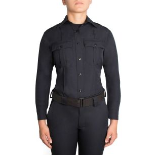 Dark Navy Blue 8600W-Z Zippered Polyester Shirt Womens Blauer - Front