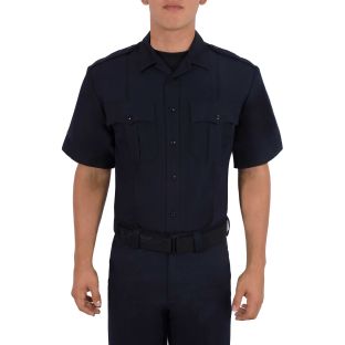 Dark Navy Blue 8610-Z Zippered Polyester Shirt Blauer - Front