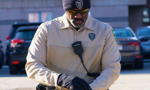 Officer wears FlexRS Insulated Base Shirt and Pants with fleece lined hat and gloves by Blauer