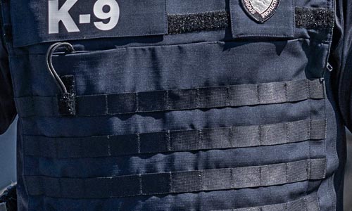 Picture of Armorskin Molle Vest Carrier showcases balancing of gear on the chest