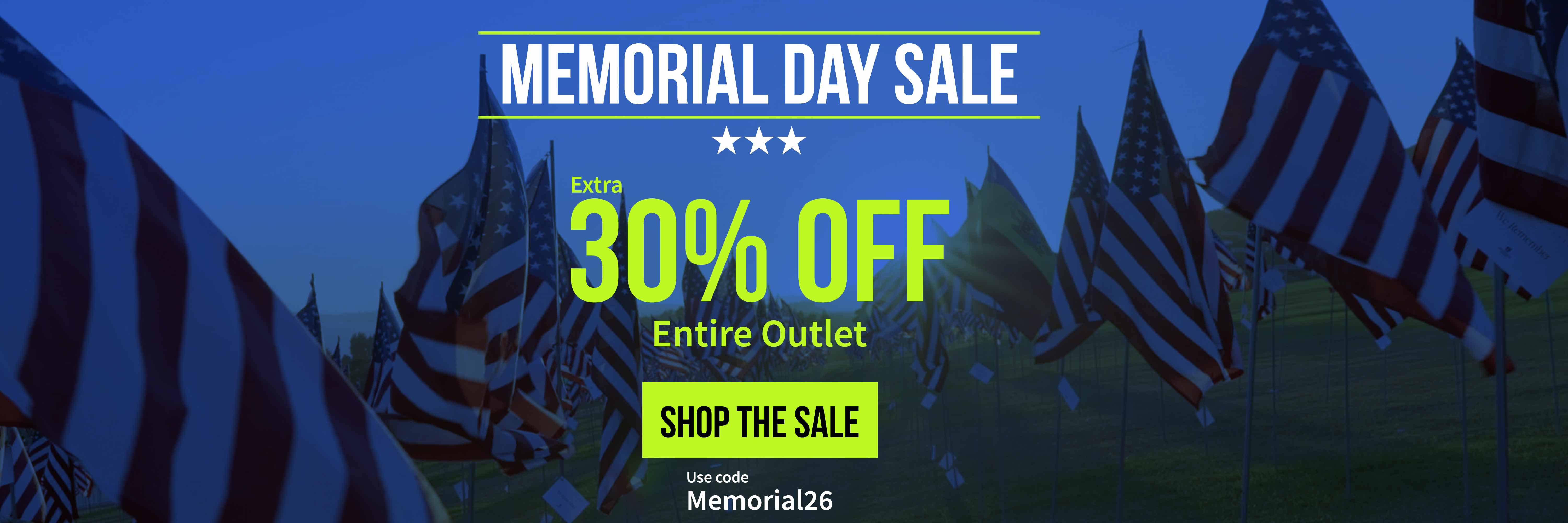 Memorial Day Sale: Shop the Outlet at an Extra 30% Off Now with Code MEMORIAL26