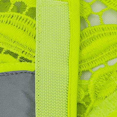 Close up detail image of hook and loop closure from safety vest