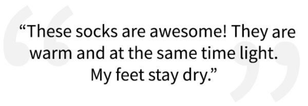 5 star review for the 9" Job Socks, "These socks are awesome! They are warm and at the same time light. My feet stay dry."